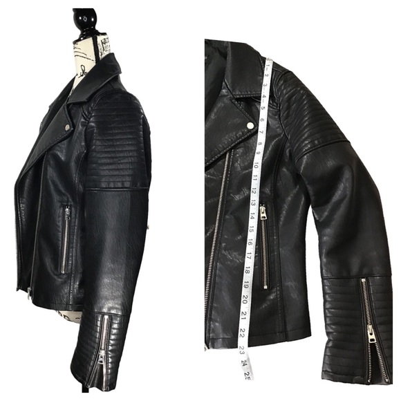 TOPSHOP - Faux Leather Moto Jacket -Size 8 - Picture 11 of 16